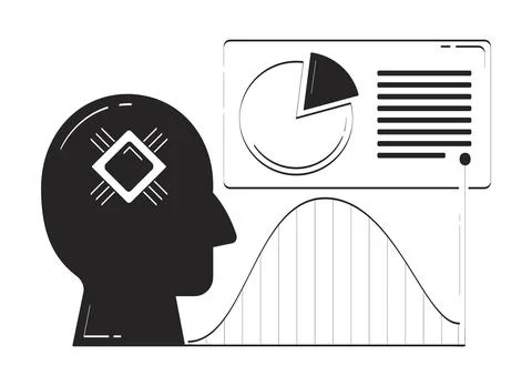 AI forecasting and data-driven insights doodle line illustration concept イラスト素材