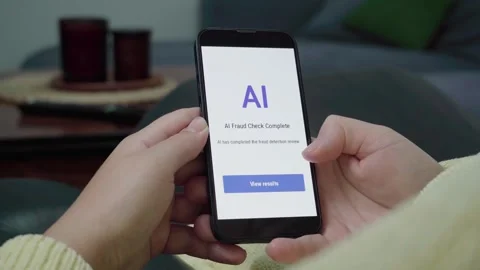 AI Fraud Check Complete Notification on Mobile Banking App Screen Stock Footage 342669710