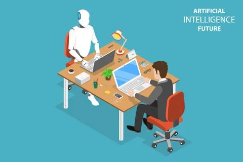 AI future flat isometric vector concept. Stock-Illustration