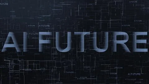 AI Future text technology data line Illustrazione stock
