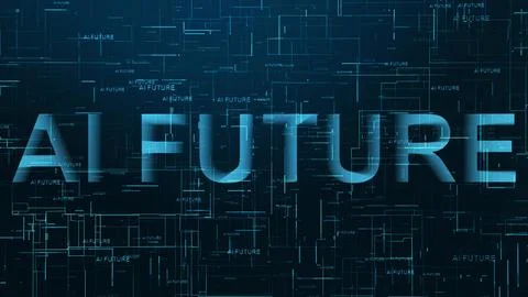 AI Future text technology data line Illustrazione stock