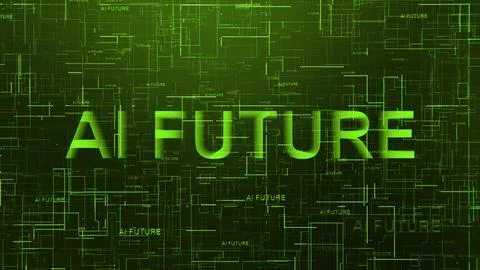 AI Future text technology data line green color Illustrazione stock
