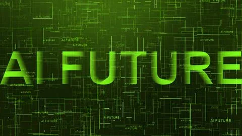 AI Future text technology data line green Stock Illustration