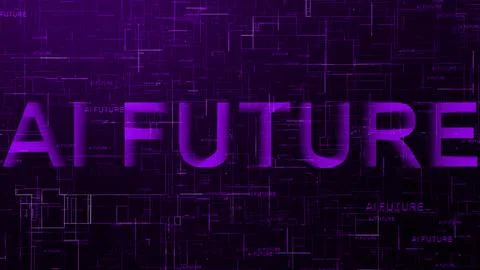 AI Future text technology data line purple Stock Illustration