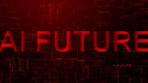 AI Future text technology data line red color Stock Illustration