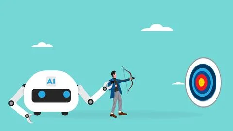 AI with future of the work illustration with the concept of an AI robot tha.. Stock Illustration