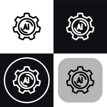 AI Gear Icon: Artificial Intelligence Technology Settings Symbol 库存插图