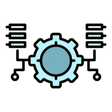 Ai gear program icon color outline vector Stock Illustration