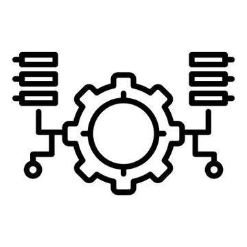 Ai gear program icon, outline style Illustrazione stock