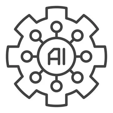 AI Gear vector Artificial Intelligence Cog wheel icon or sign in thin line .. 스톡 일러스트