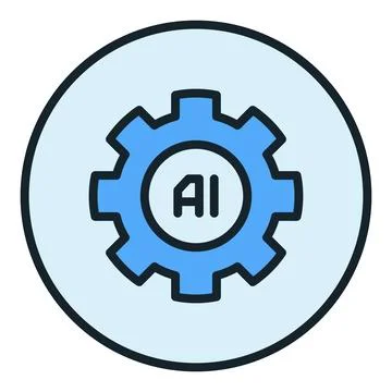 AI Gear vector Artificial Intelligence round colored icon or logo element 스톡 일러스트