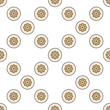 AI Gear vector Artificial Intelligence round colored seamless pattern Stockillustratie