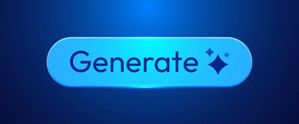 AI Generate button. User interface. Artificial intelligence. Illustrazione stock