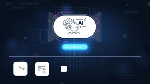 AI generate technology. Moving banner with AI agents and cloud computing Stock Footage 332220726