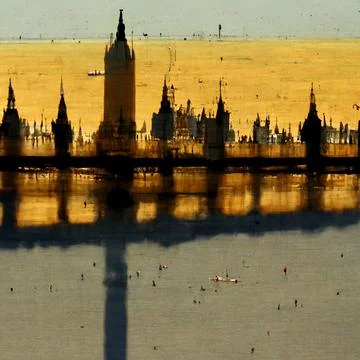 AI generated abstract view on the London city with key elements Stock Illustration