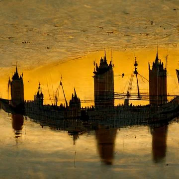 AI generated abstract view on the London city with key elements Stock Illustration