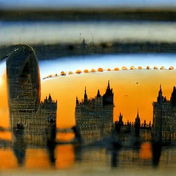 AI generated abstract view on the London city with key elements Stock Illustration