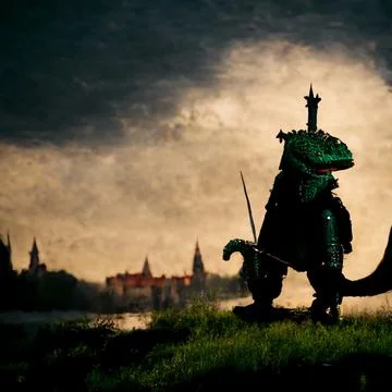 AI generated crocodile warrior from imagination Stock Illustration