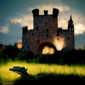 AI generated crocodile warrior from imagination Stock Illustration