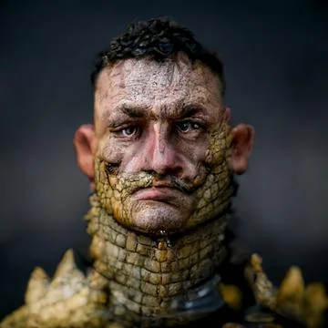 AI generated crocodile warrior from imagination Stock Illustration