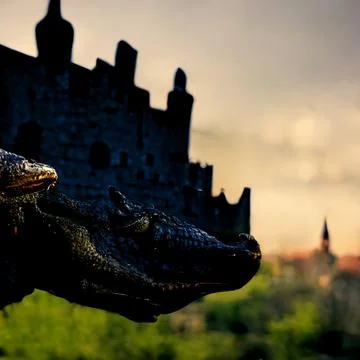 AI generated crocodile warrior from imagination Stock Illustration