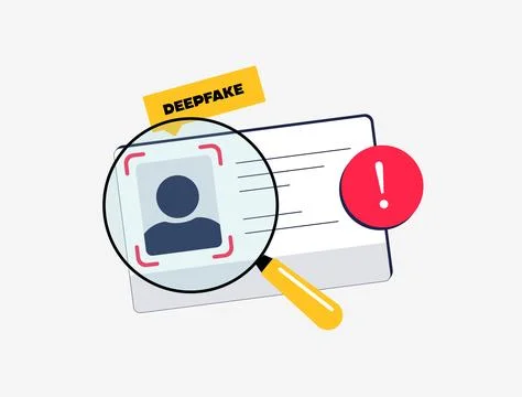 AI-generated deepfakes challenge identity checks with synthetic faces and videos Stock Illustration