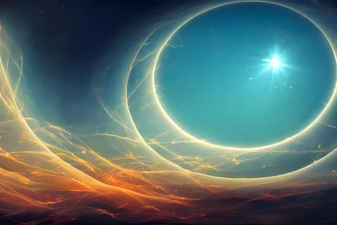 Ai generated digital art of a star in a space portal on a green background with Stock Illustration
