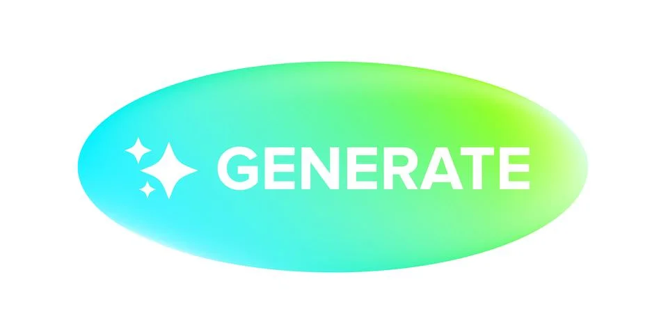 AI generated gradient neon button for artificial intelligence generate app Stock Illustration