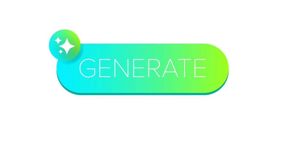AI generated gradient neon button for artificial intelligence generate app Stock Illustration