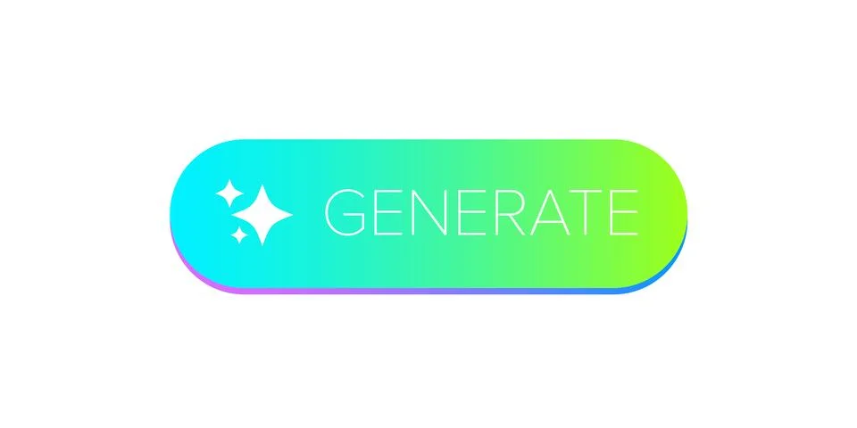 AI generated gradient neon button for artificial intelligence generate app Stock Illustration