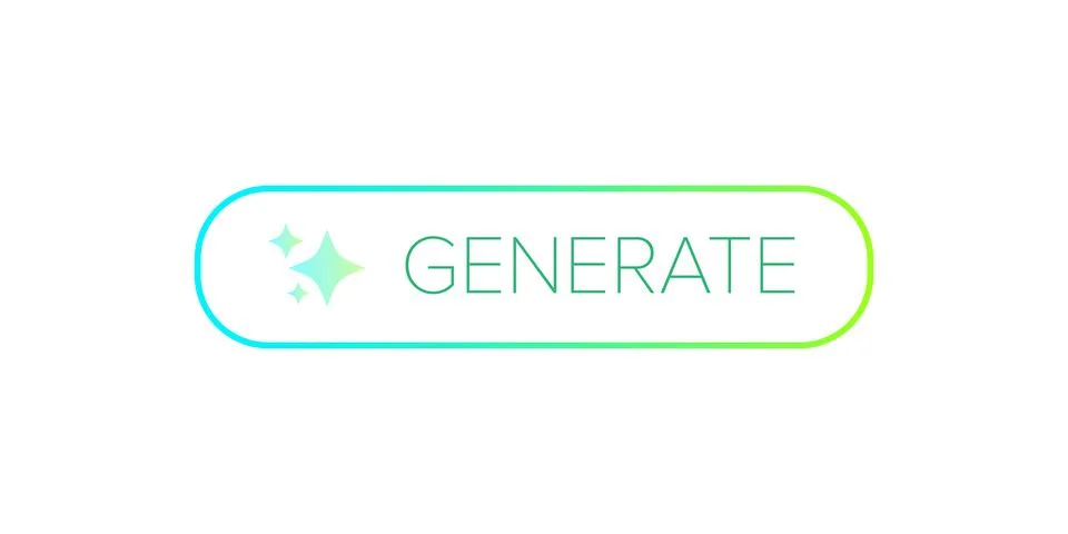 AI generated gradient neon button for artificial intelligence generate app Stock Illustration