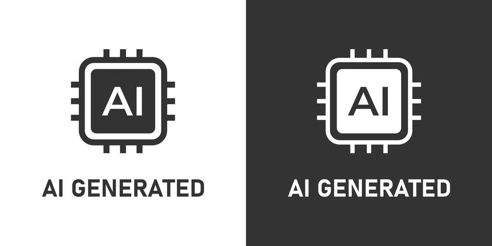 Ai generated icon. Microchip with artificial intelligence label vector illu.. イラスト素材