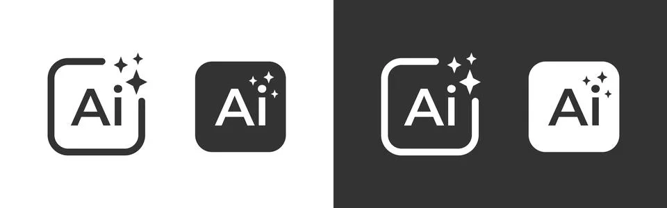 AI generated icon. Sparkling artificial intelligence sign with clean minima.. Stock Illustration