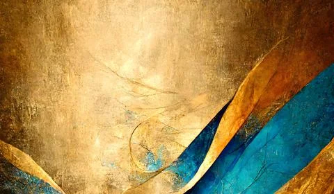 Ai generated illustration of Abstract design with gold and blue copper tones Stock Illustration