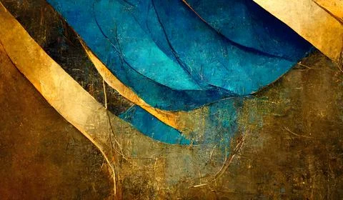 Ai generated illustration of Abstract design with gold and blue copper tones 스톡 일러스트