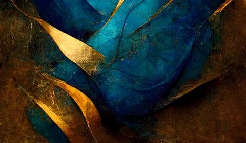 Ai generated illustration of Abstract design with gold and blue copper tones 스톡 일러스트