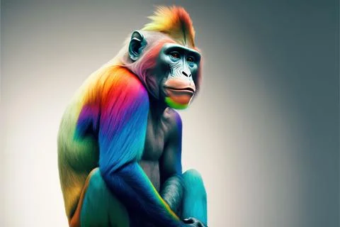 AI generated illustration of a colorful monkey Stock Illustration
