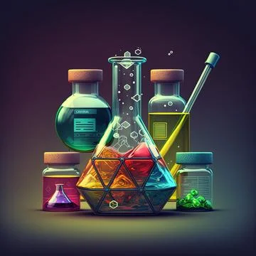 Ai generated illustration with test tubes Stock Illustration