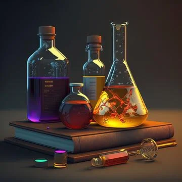 Ai generated illustration with test tubes on a book イラスト素材