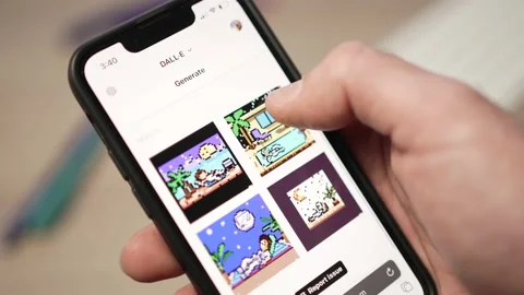 AI Generated Images With Dall E App From Open AI on Smartphone Stock Footage 229676870