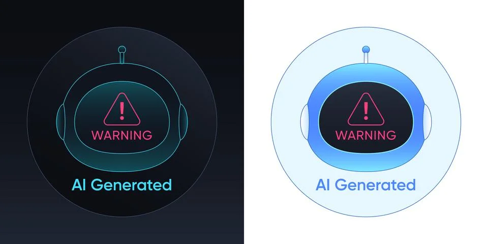 AI generated media content. Warning banner and concept illustration for dig.. Stock Illustration