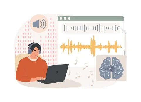 AI-Generated Music Composition abstract concept vector illustration. Ilustración de archivo