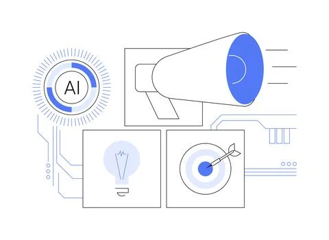 AI-Generated PR Content abstract concept vector illustration. Illustrazione stock