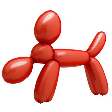 Ai generated red funny balloon dog. Illustrazione stock
