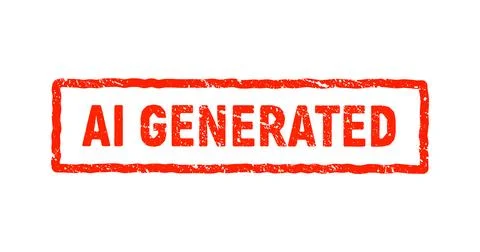 Ai generated red stamp design. Ai video logo concept sticker. Grunge red stamp Stock Illustration