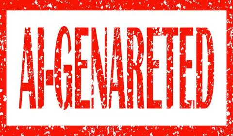 Ai generated red text sign with a glittery border Stock Illustration