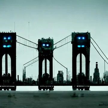AI generated render scratch of the bridge in New York in futuristic style Stock Illustration