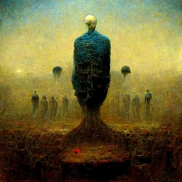 AI generated scratch of artificial intellect himself in illustrative way with Stock Illustration