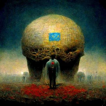 AI generated scratch of artificial intellect himself in illustrative way with Stock Illustration