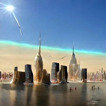 AI generated scratch on the New York city view at the far future Stock Illustration